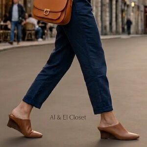 Vince Benita Leather Mules Women’s 7.5 Rust Amber Slip On Heels New With Box